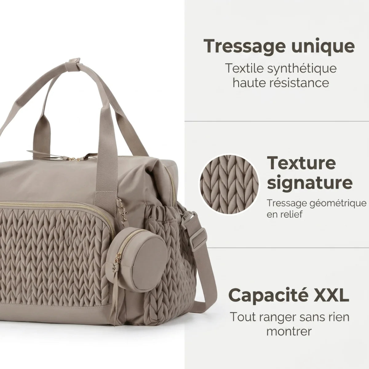 Grand sac à langer tressé