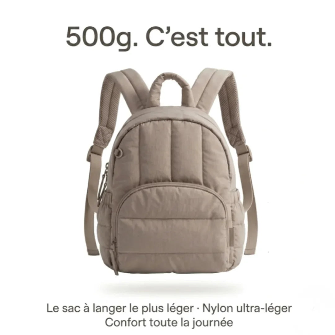 infographie sur le poids du petit sac à langer bébé minimaliste marron