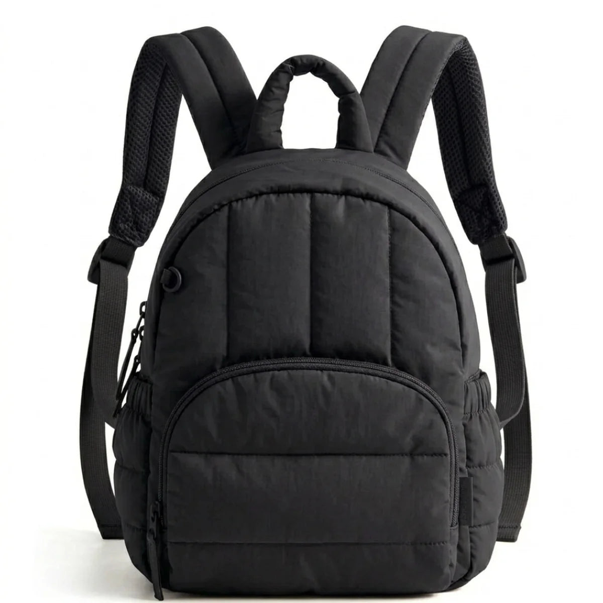 vue de face du petit sac à langer minimaliste noir 