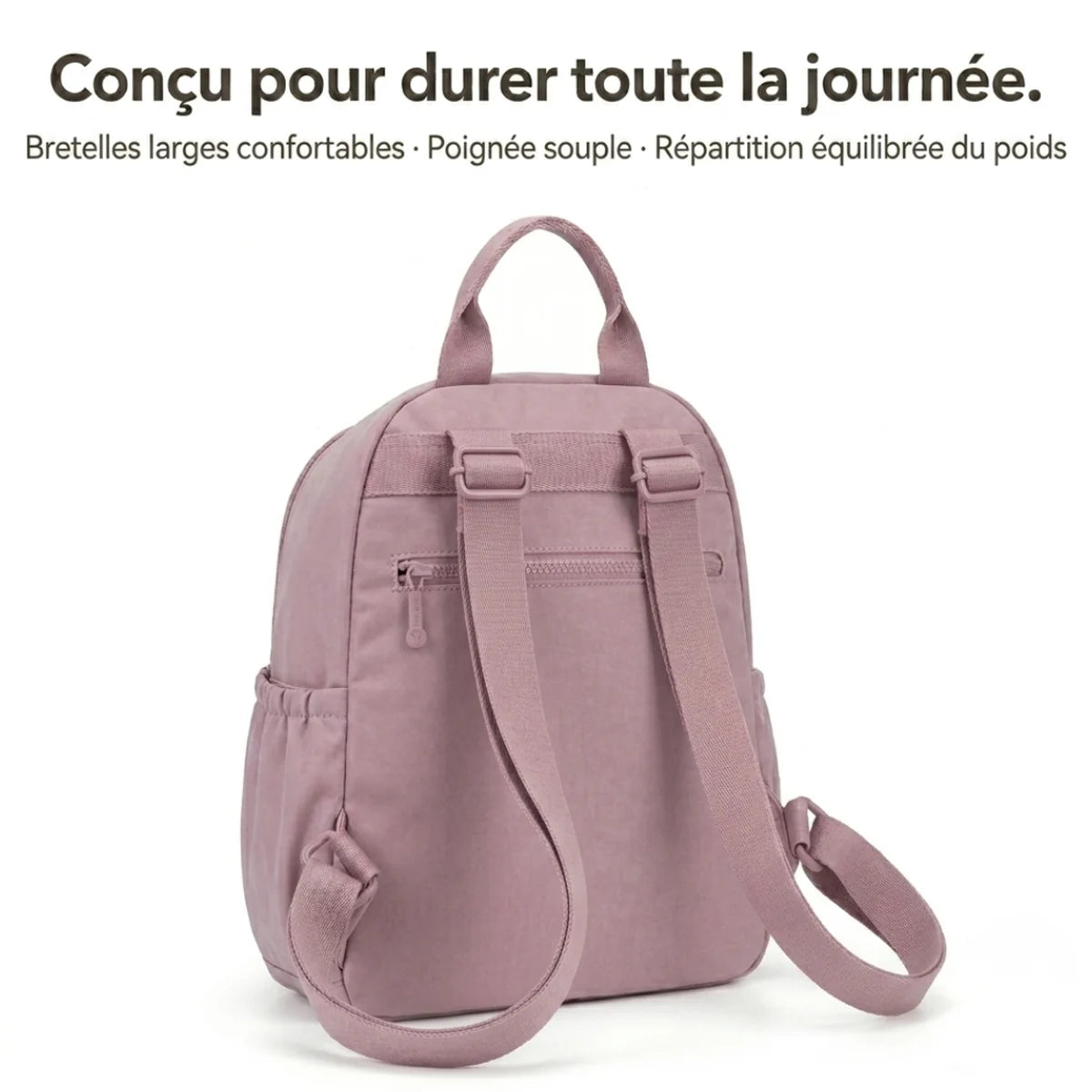 vue du derrière du Petit sac à langer Classique mauve