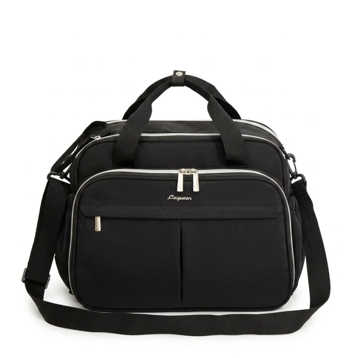 vue de face du sac à langer bandoulière Urbain noir