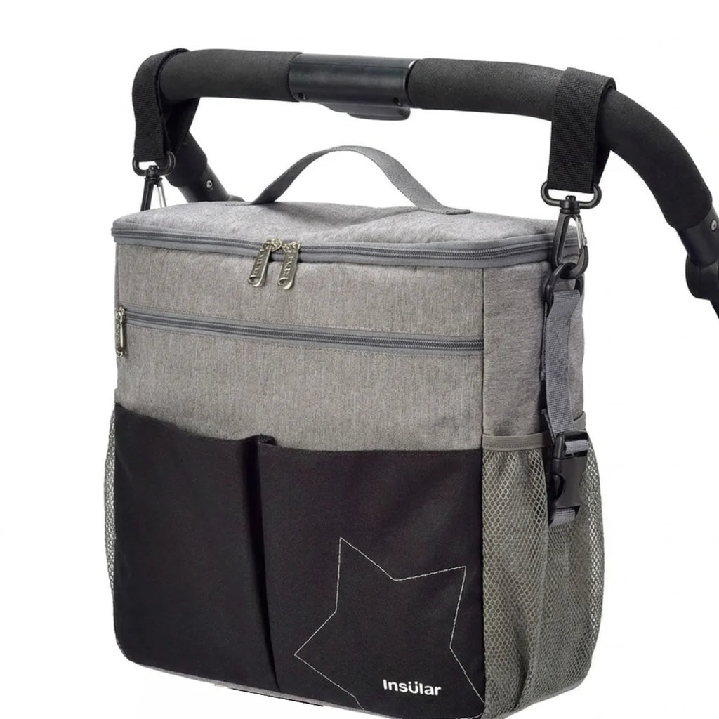 Sac à langer pour poussette fixé directement sur la barre de poussette