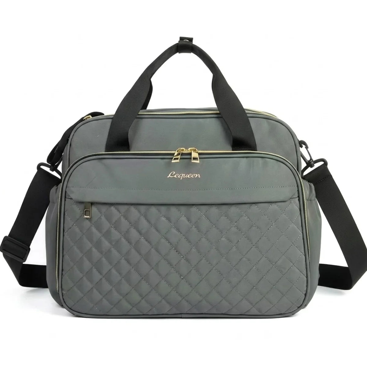 Vue de face du sac à langer noir  basic coloris gris
