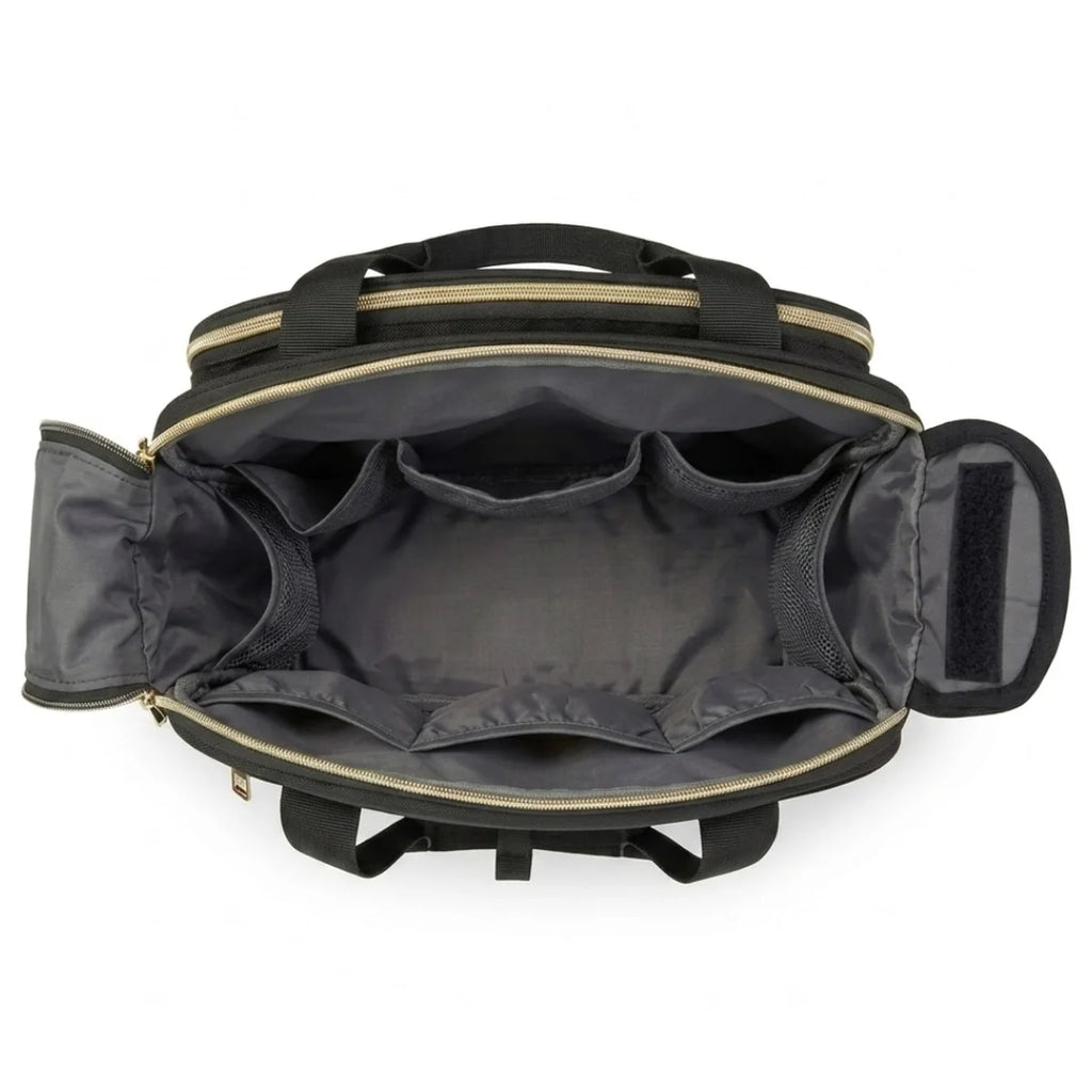 Intérieur vide sac à langer noir basic, 4 poches biberons et compartiment principal gris anthracite