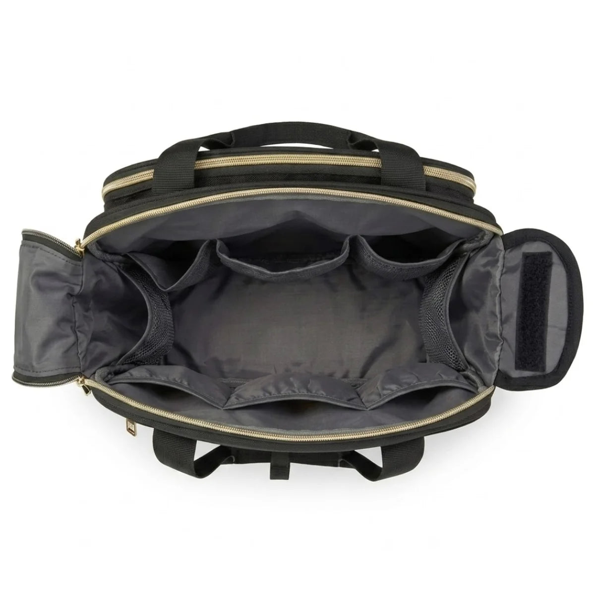 Intérieur vide sac à langer noir basic, 4 poches biberons et compartiment principal gris anthracite