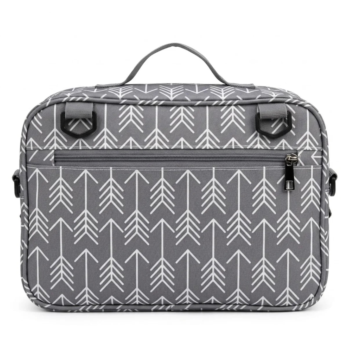 vue de dos du sac à langer pour poussette organisateur gris, poche arrière anti-vol
