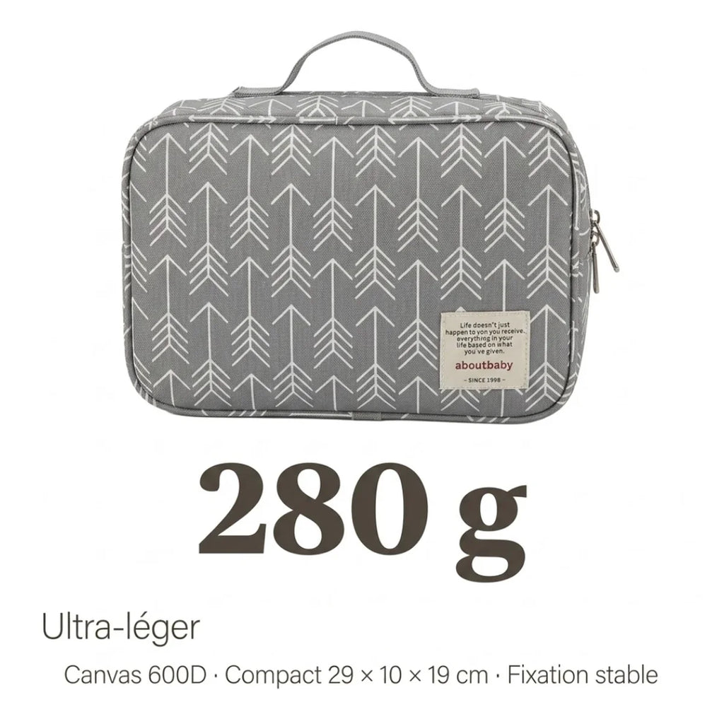 infographie poids ultra-léger 280 g du sac à langer pour poussette organisateur gris