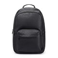 Vue du Sac à Langer en Cuir Noir Épuré de face, poche frontale structurée et poignée souple visibles.
