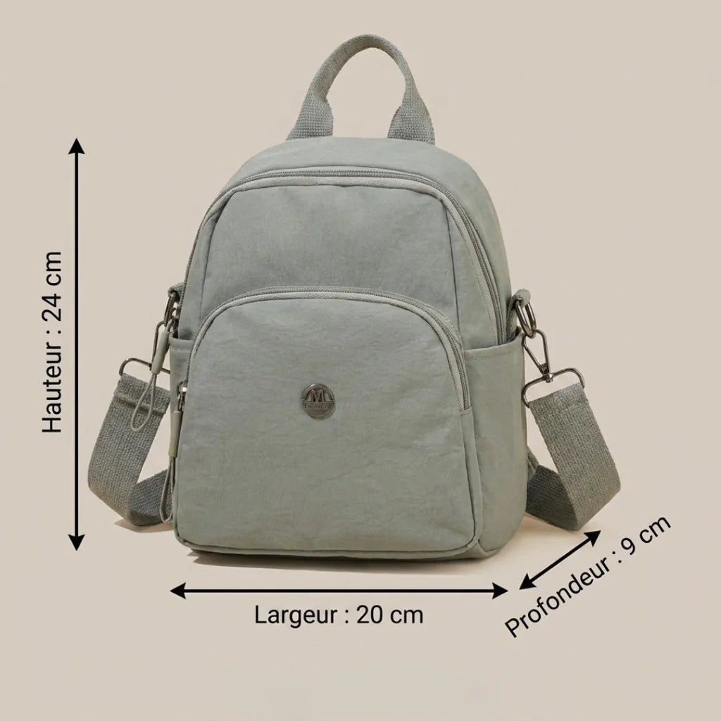 Petit sac à langer Convertible, infographie des dimensions (24 x 20 x 9 cm)