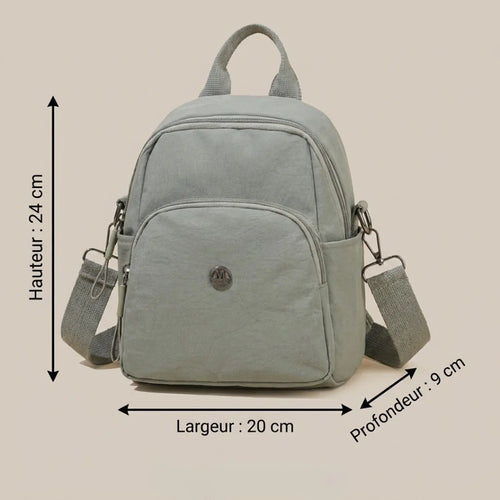 Petit sac à langer Convertible, infographie des dimensions (24 x 20 x 9 cm)