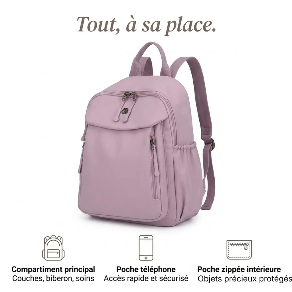 infographie visant à montrer les points fort du petit sac à langer classique 